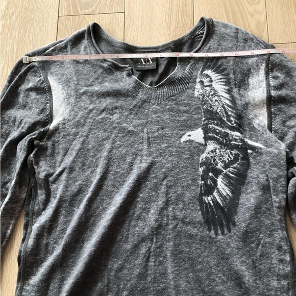 Armani Exchange Eagle Vintage Style Light Sweater in Grey Size S - Picture 2 of 9